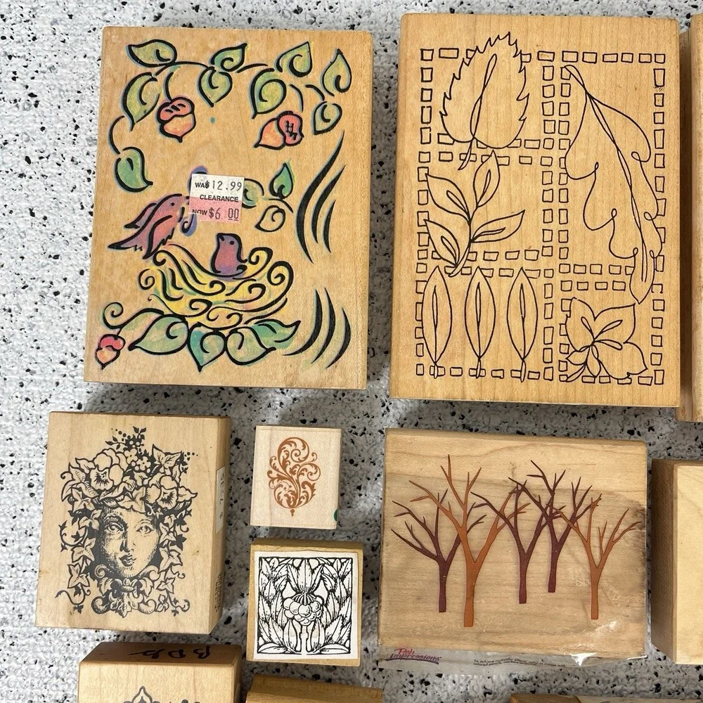 Vintage Rubber Stamp Lot 26 Pc Flowers‎ Trees Leaves Floral Crafting Paper Art